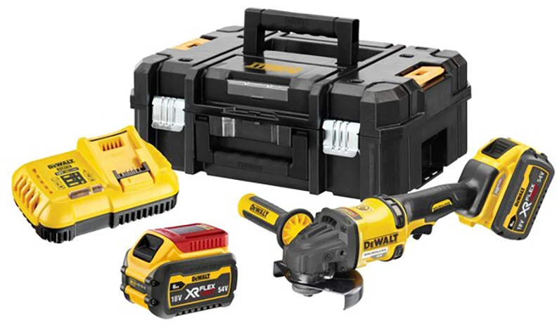 Kampinis šlifuoklis DeWalt DCG418T2-QW; 54 V; 2x6,0 Ah akum.