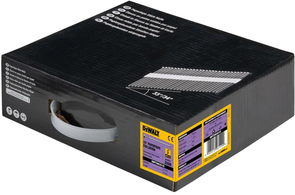 Vinys DeWalt DNPT2863G12Z; 34°; 2,8x63 mm; 2200 vnt.; galvanizuotos
