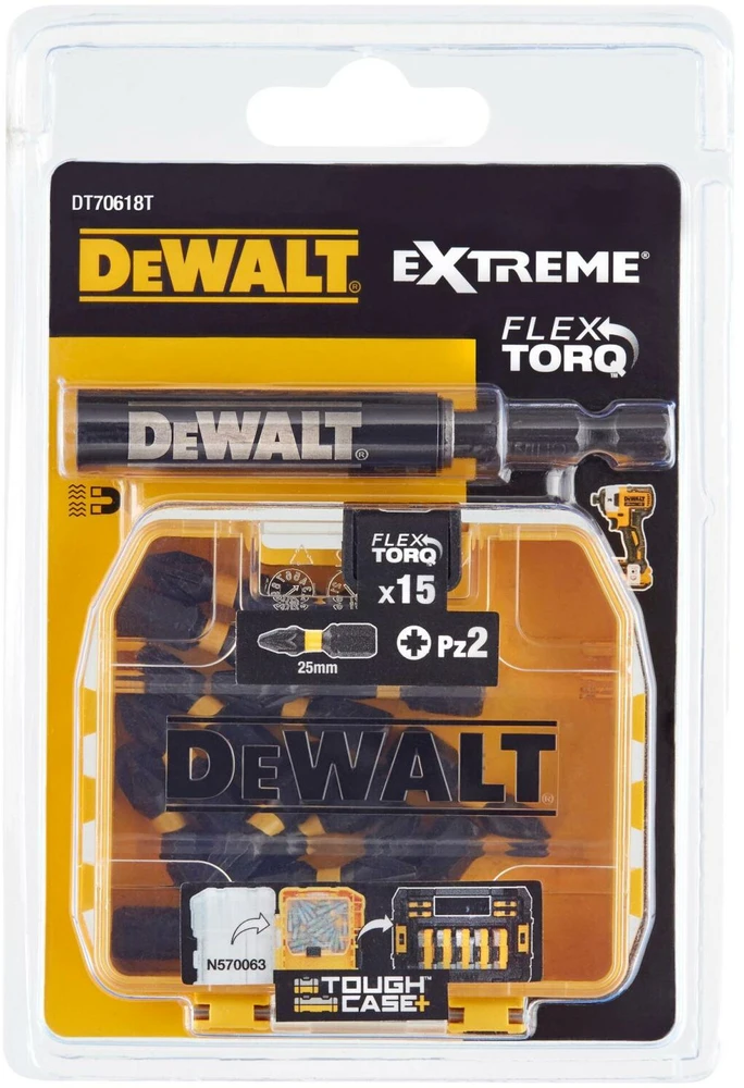 Dewalt EXTREME® FLEXTORQ® atsuktuvų rinkinys DT70618T-QZ, 16 vnt., TOUGHCASE+, modulinis dizainas, TSTAK suderinamas