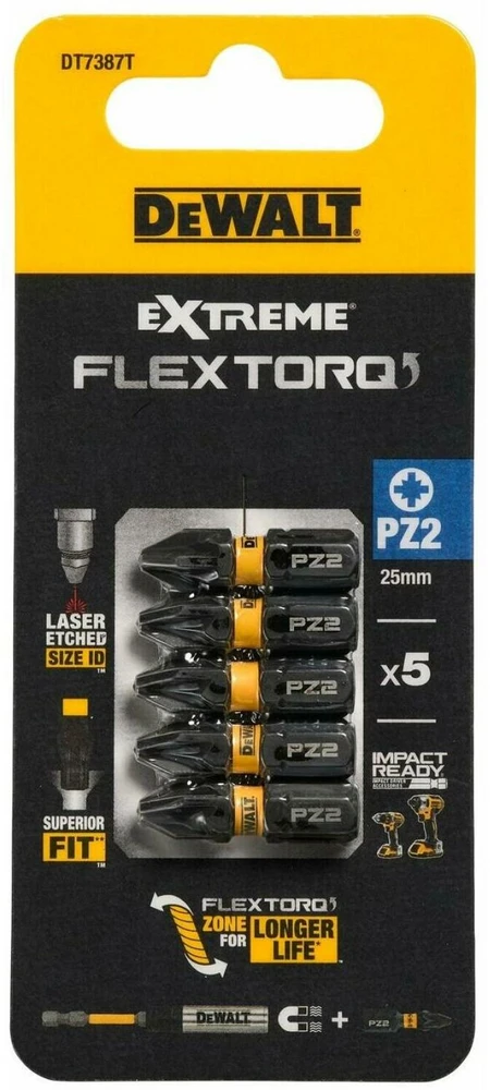 DEWALT KOŃCÓWKA UDAROWA PZ2x25 5szt. EXTREME IMPACT TORSION