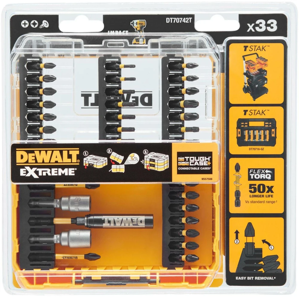 Sukimo antgalių rinkinys DeWalt DT70742T-QZ; 33 vnt.