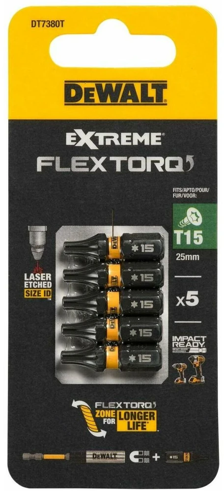 DEWALT KOŃCÓWKA UDAROWA T15x25 5szt. EXTREME IMPACT TORSION