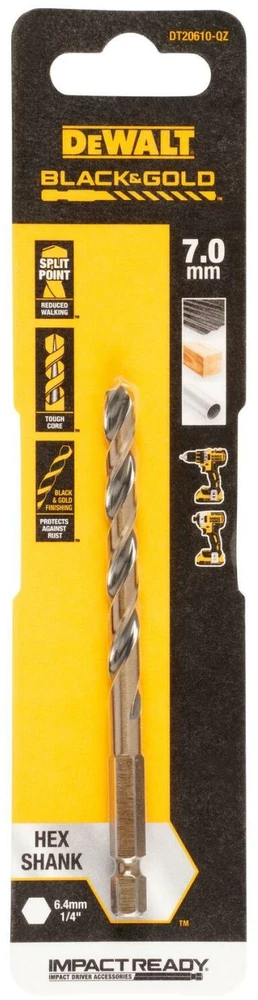 Grąžtas metalui HEX 1/4, 7,0 mm, DeWALT