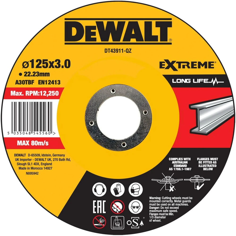 metalo pjovimo diskas 125 mm storis 2,8 mm DeWALT [DT43911-QZ]