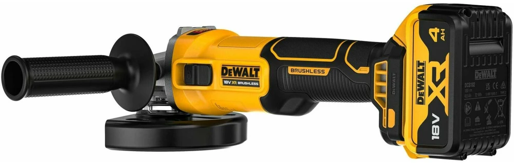 Kampinis šlifuoklis DeWalt DCG407M2T-QW; 125 mm; 18 V; 2x4,0 Ah akum.