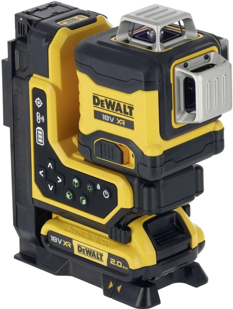 Dewalt 18V XR 3x360 žalias lazeris su nuotolinio valdymo pulteliu, 1x2Ah
