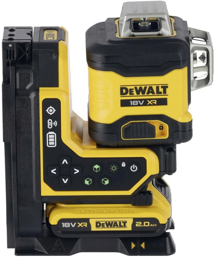 Dewalt 18V XR 3x360 žalias lazeris su nuotolinio valdymo pulteliu, 1x2Ah