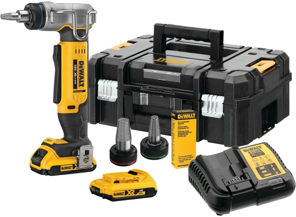 Plastikinių vamzdžių plėstuvas DeWalt DCE400D2-QW; 18 V; 2x2,0 Ah akum.