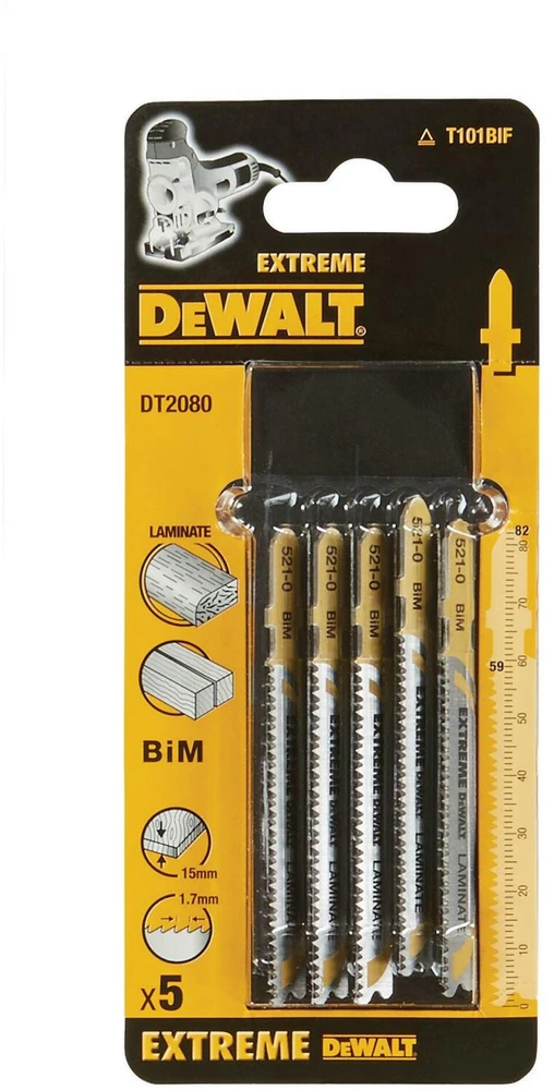 dėlionės peiliukai 82mm laminato plokštėms pjauti, 5 vnt. Extreme DeWALT [DT2080-QZ]