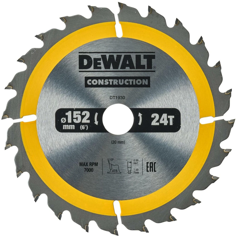 Pjovimo diskas DeWalt DT1930-QZ; 152x20 mm; T24