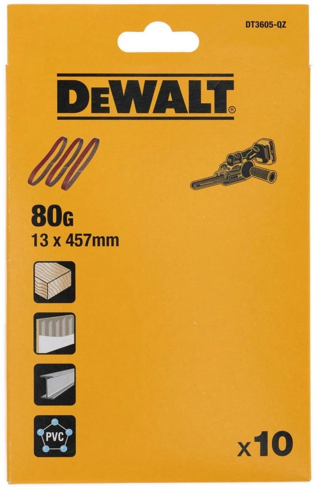 Šlif. juosta juostiniam šlifuokliui DeWalt DT3605-QZ; 13x457 mm; K80; 10 vnt.