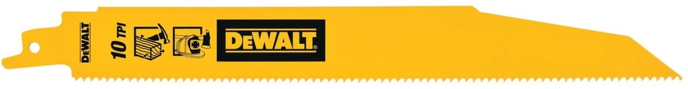 Dewalt stūmoklinis pjūklas DT2490-QZ 203 mm, 25 vnt, bi-metalas, 5-10 TPI, tvirtas dangos, greitas medžiagos pašalinimas