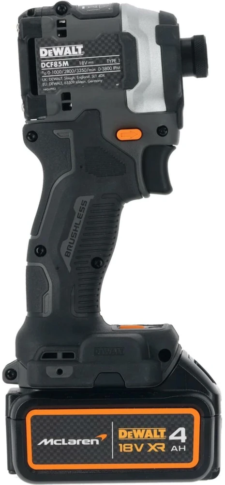 akumuliatorinė zakrętarka smūginis 1/4", 18V, 1x4Ah, XR, DeWalt [DCF85MM1T-QW] edycja MCLAREN