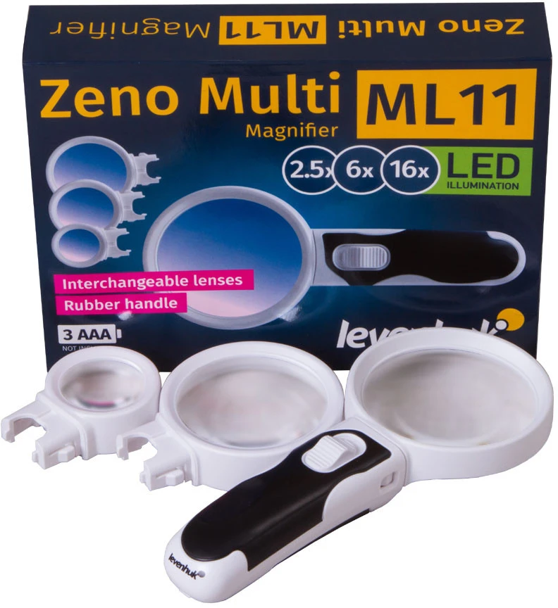 Didinamasis stiklas su LED Zeno Multi ML11 2.5/6/16x L72605 LEVENHUK