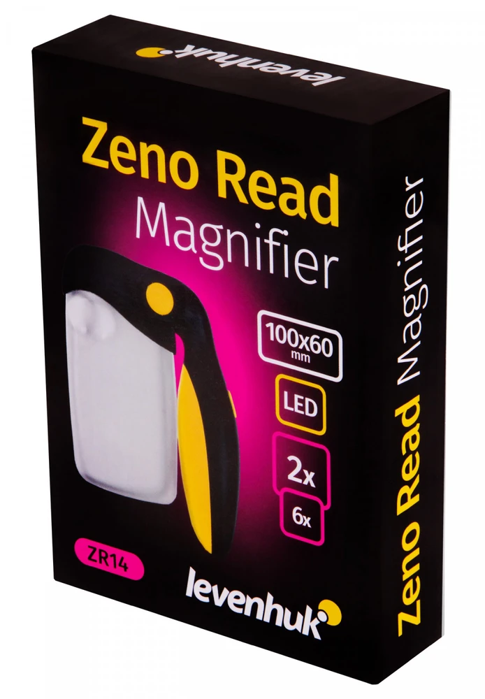 Didinamasis stiklas su LED Zeno Read ZR14 2x L74069 LEVENHUK