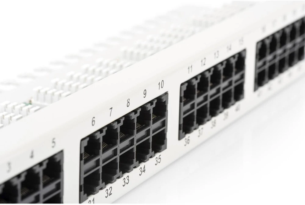 „Assmann Electronic DIGITUS CAT 3 ISDN“ komutacinė panelė, neekranuota, 50 prievadų RJ45 8P4C LSA 1U, montuojama ant stovo, pilkos spalvos RAL 7035