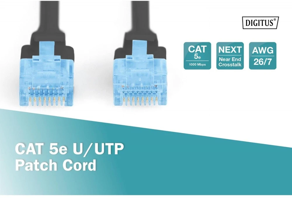 Assmann Electronic DIGITUS CAT 5e U-UTP patch kabelis PVC AWG 26/7 ilgis 2m spalva juodas