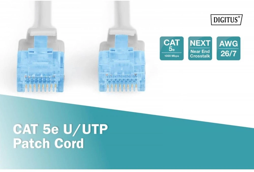 Assmann Electronic DIGITUS CAT 5e U-UTP patch kabelis PVC AWG 26/7 ilgio 20 m spalvotas pilkas
