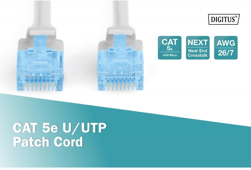 Assmann Electronic DIGITUS CAT 5e U-UTP patch kabelis PVC AWG 26/7 ilgio 10m spalvotas pilkas