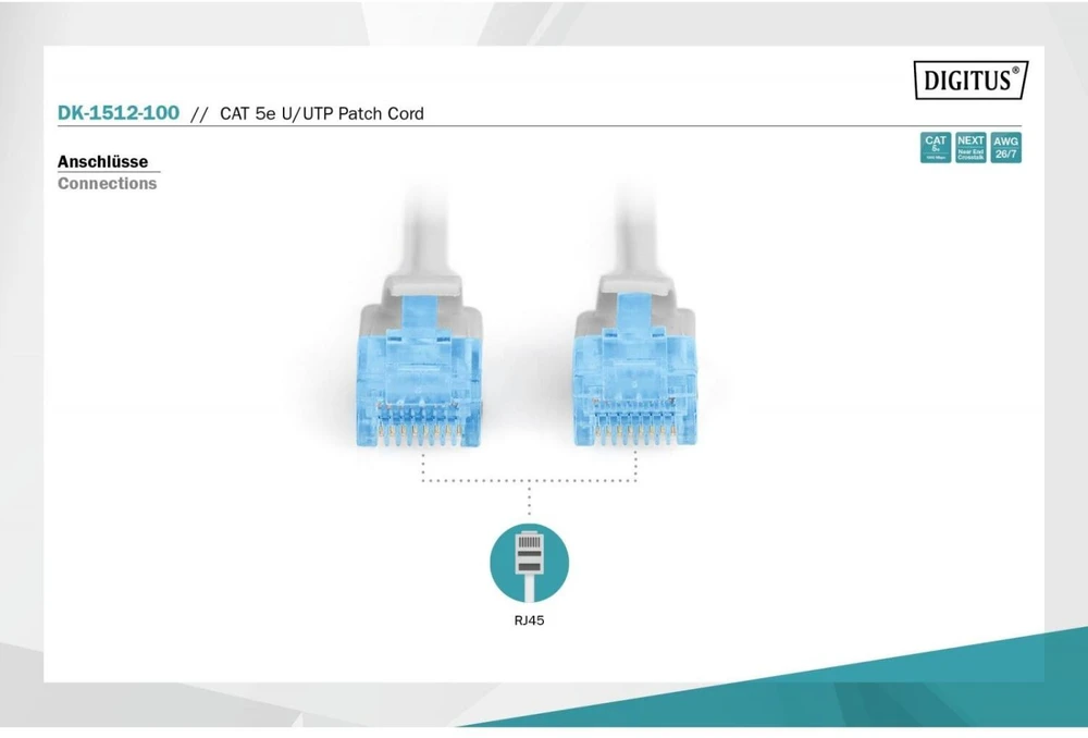Assmann Electronic DIGITUS CAT 5e U-UTP patch kabelis PVC AWG 26/7 ilgio 10m spalvotas pilkas