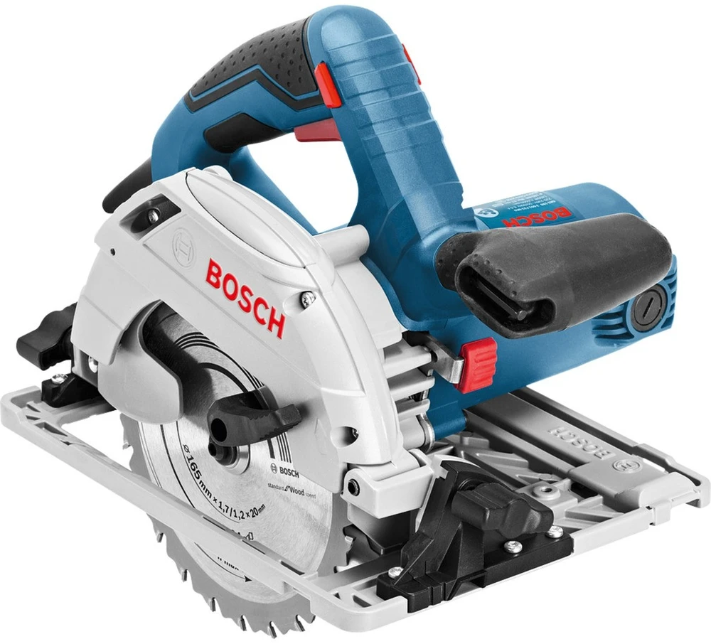 Bosch Handkreissäge GKS 55+ GCE Professional (blau, 1.350 Watt, L-BOXX, Führungsschiene FSN 1400)