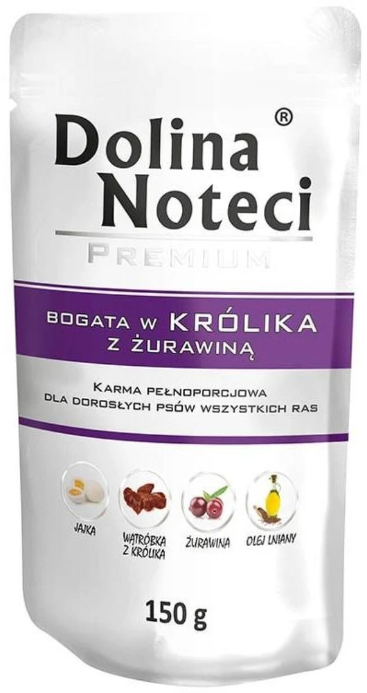 DOLINA NOTECI Premium – šlapias šunų ėdalas, gausus triušienų ir spanguolių – 150 g