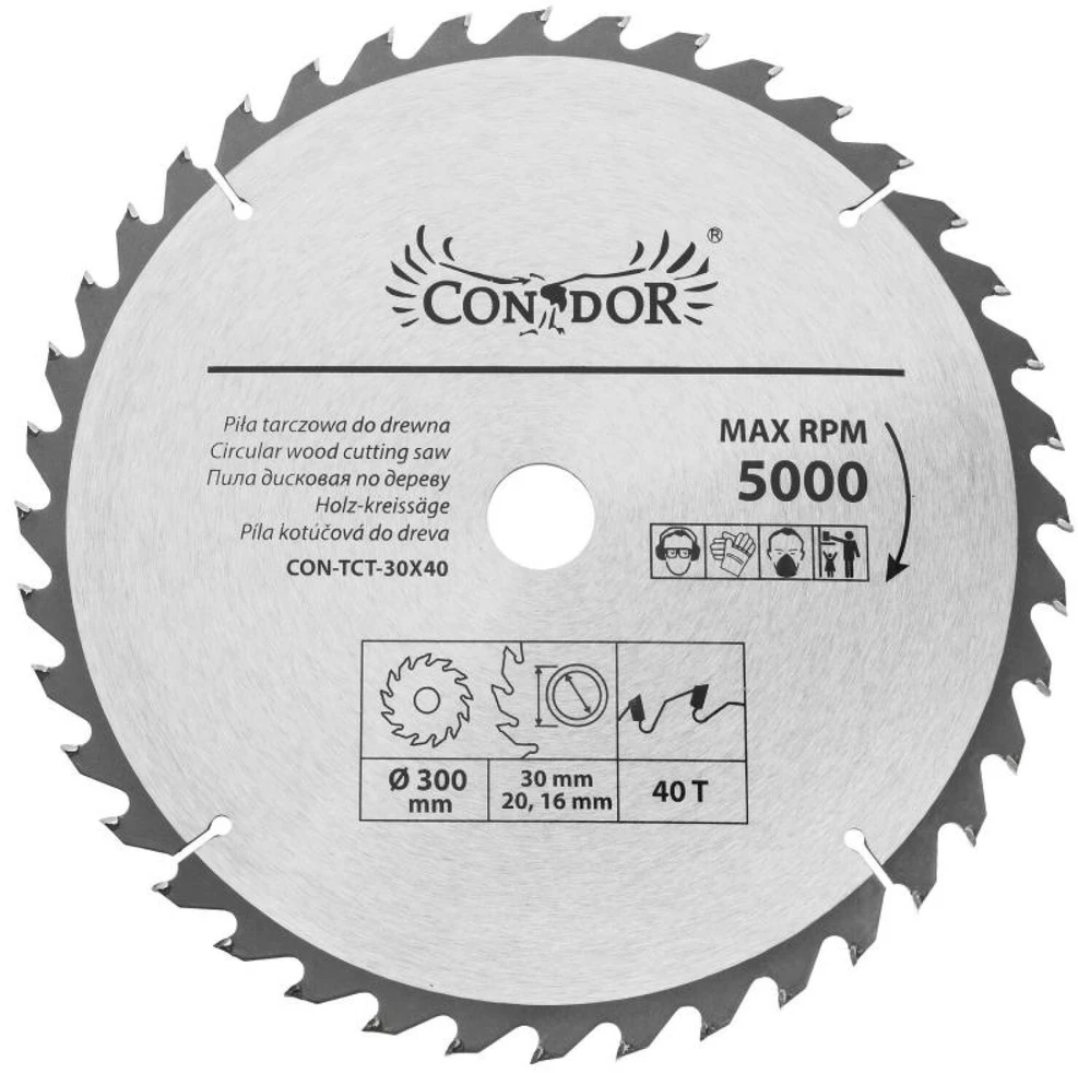 Drelcondor Pjovimo diskas medienai Condor CON-TCT-3004; 300 mm; Z40