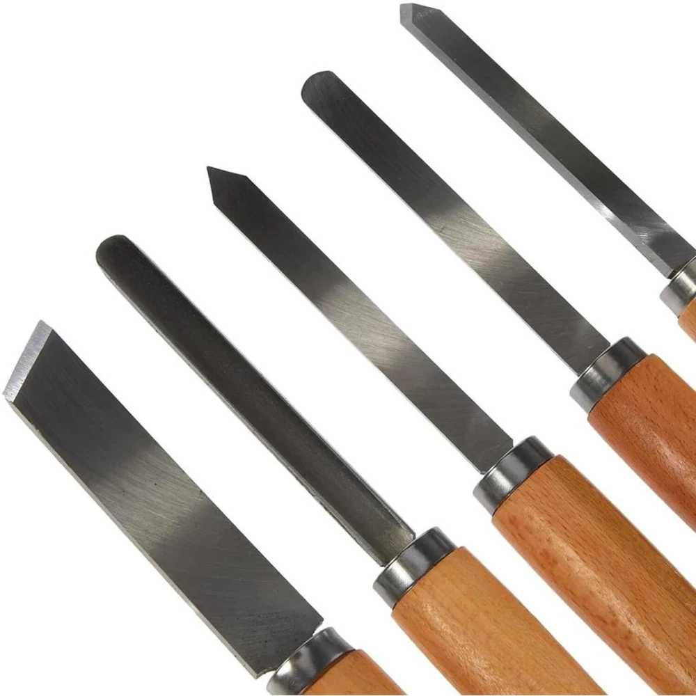 KWB Einhell medžio tekinimo kaltų rinkinys 49455250, 5 vnt, 125mm ašmenys, 235mm rankenos, ergonomiškos rankenos, uosio rankenos