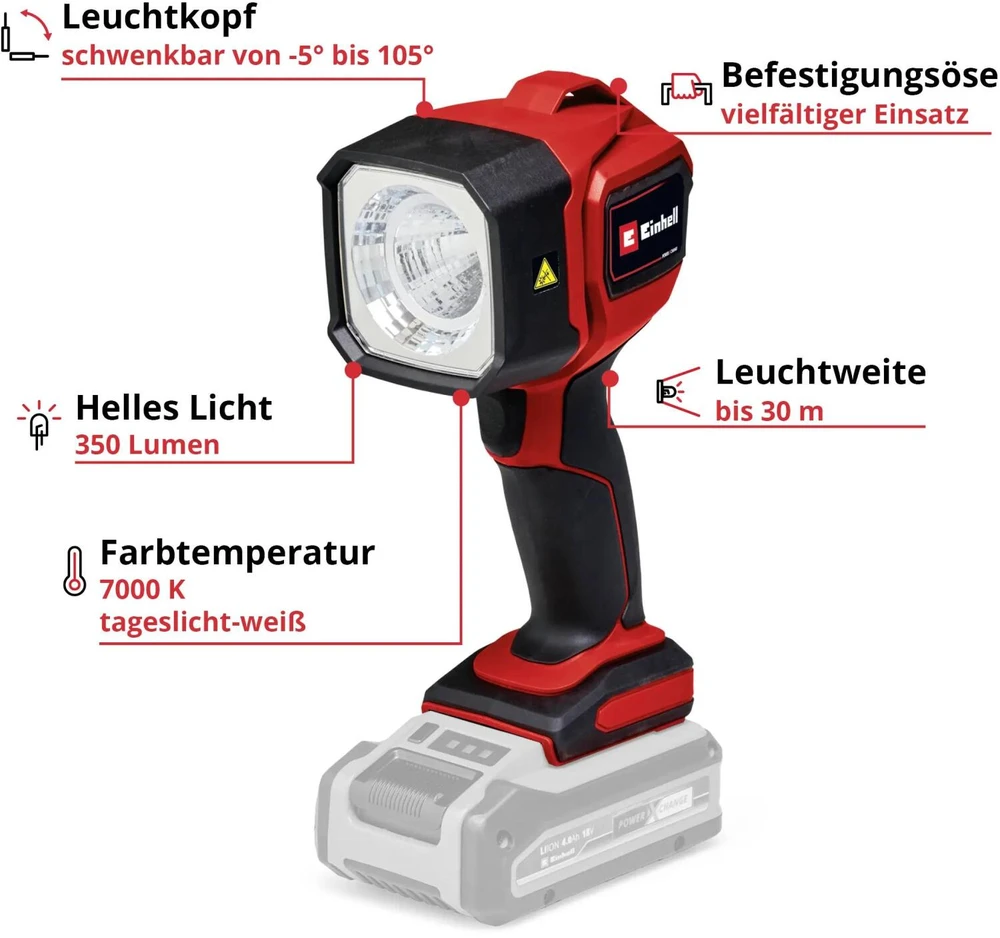 Kondicionierius Einhell LAMPA AKUMULATOROWA TC-CL 18/350 Li – Solo 4514175