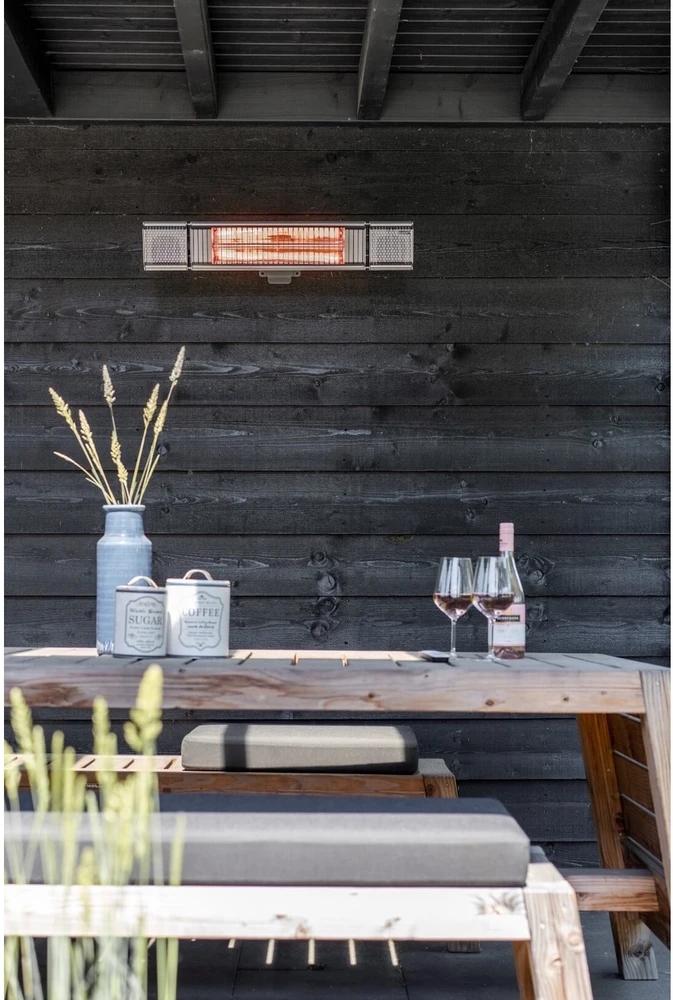 Elektrinis infraraudonųjų spindulių terasos šildytuvas su Bluetooth kolonėlėmis ir LED apšvietimu 2000W IP65 Heat and Beat Pilkas Eurom