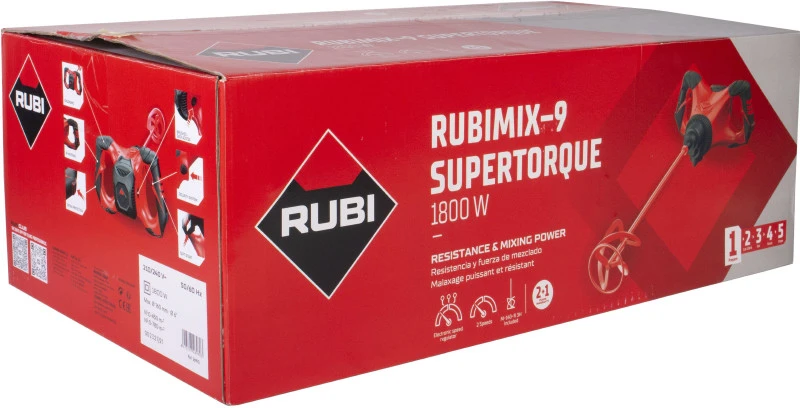 Elektrinė skiedinio maišyklė Rubi RUBIMIX-9 SUPERTORQUE; su griebtuvu