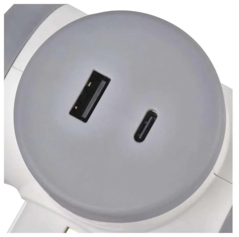 Emos Adapteris P0077PD, 2×2P+PE, 2×USB-A(QC20W), 1×USB-C(PD20W), 3680W, IP20, vaiko apsauga
