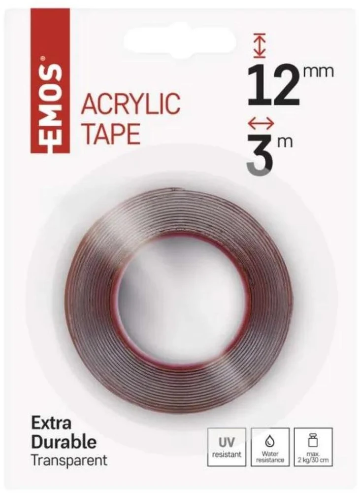 Emos Taśma dvipusė 12mm/3m akrylowa UV (F6060)