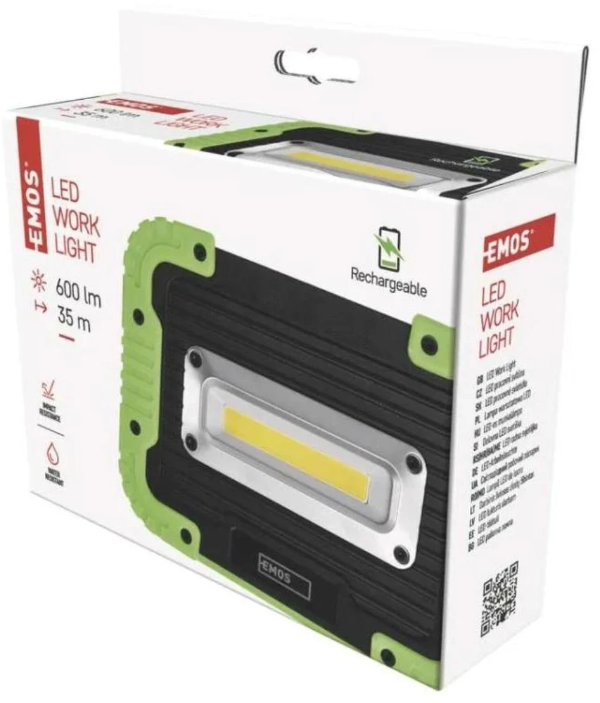 Nešiojamas COB LED šviestuvas, 600lm, įkraunamas, 3000mAh, su POWERBANK, IP44, EMOS