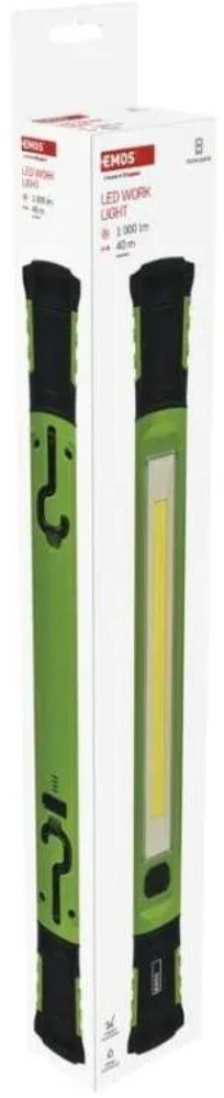 Emos COB LED Įkraunama Darbo Lempa P4545, 1000 lm, 2600 mAh, 2 režimai, 2 kabliai, 4 magnetai, USB-C
