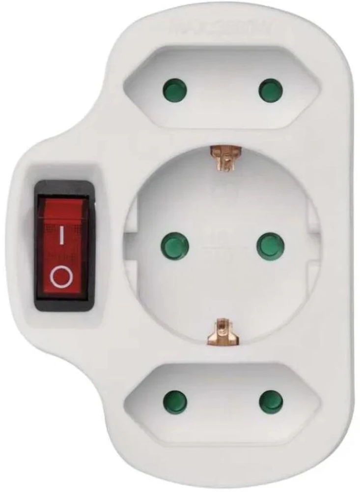 Emos Daugiafunkcinė kištukinė su jungikliu P00282, 1x2P+PE+2x2P, 3 680 W, IP20, vaikų apsauga