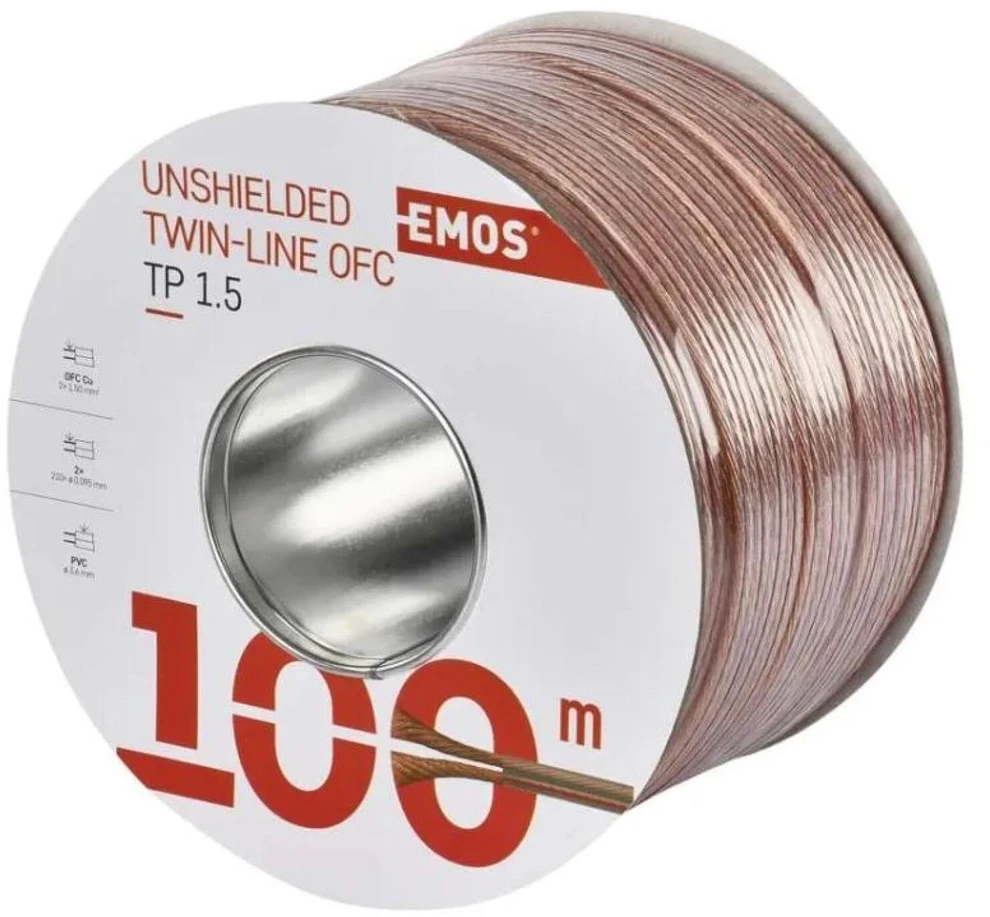 Emos Kabelis Głośnikowy 100m juoda (L2/1.5S)