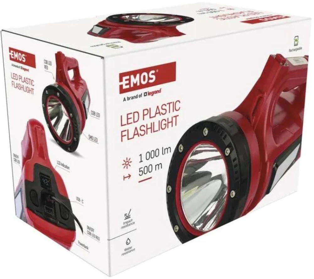 EMOS LED Rechargeable Flashlight P2317, 1000 lm, 15000 mAh