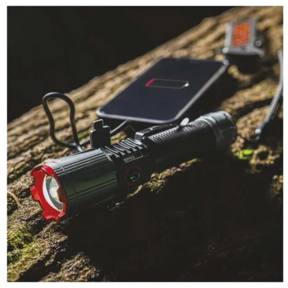 Emos įkraunamas metalinis žibintas P3122, 3000 lm, 5000 mAh, IP43, 4 režimai, USB-C, smūgiams atsparus, powerbank funkcija