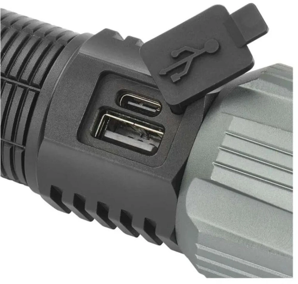 Emos įkraunamas metalinis žibintas P3122, 3000 lm, 5000 mAh, IP43, 4 režimai, USB-C, smūgiams atsparus, powerbank funkcija