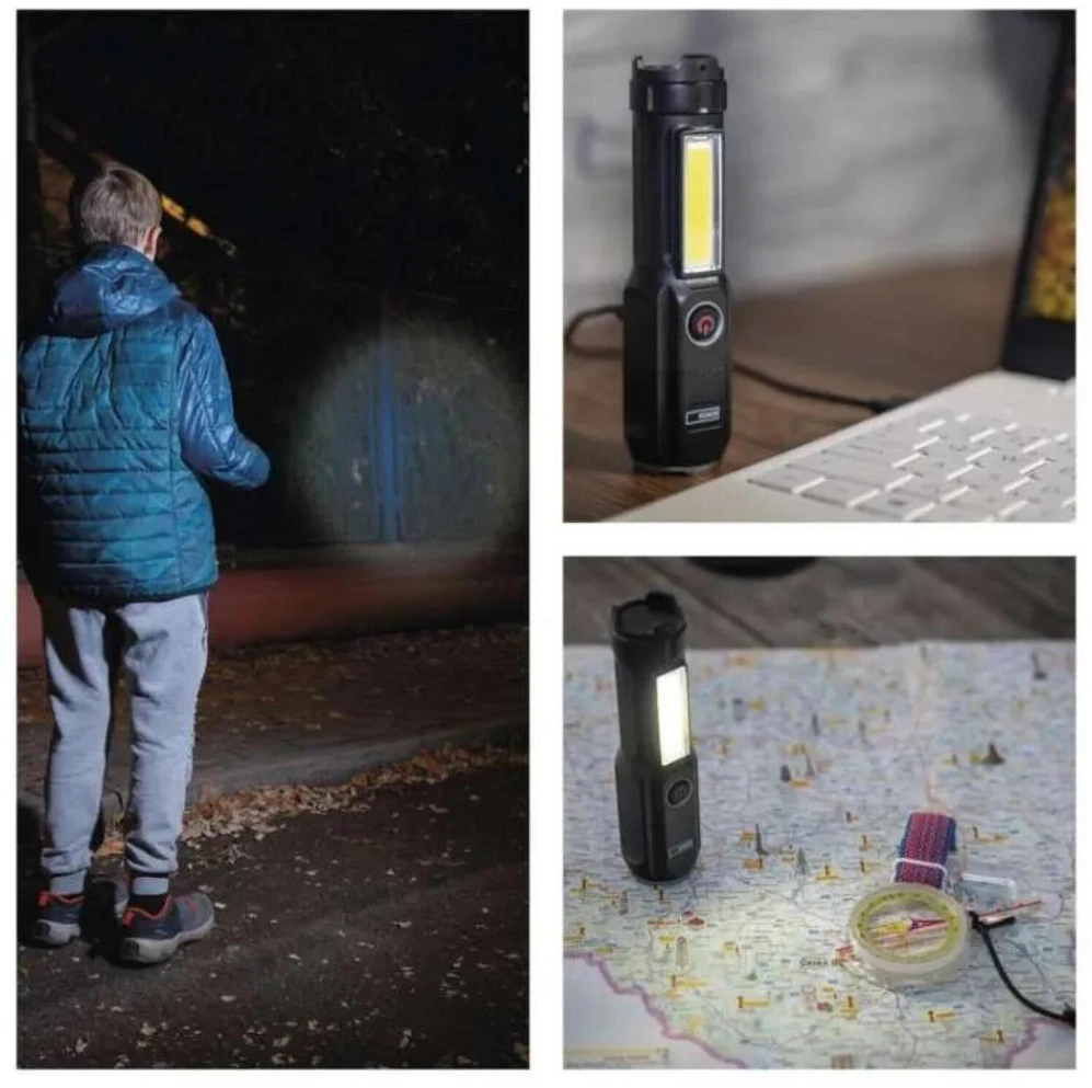Emos įkraunamas žibintuvėlis P3214, 150 lm, 1200 mAh, 80 g, IP44, 4 režimai, Micro USB, smūgiams atsparus