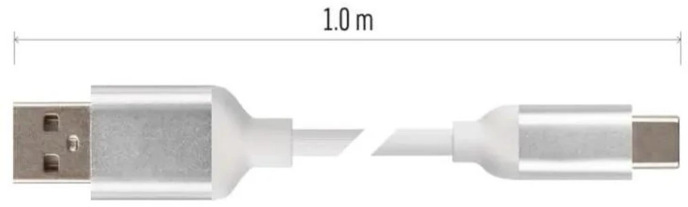 Emos USB-A 2.0 / USB-C 2.0 charging/data cable, 1m, baltas