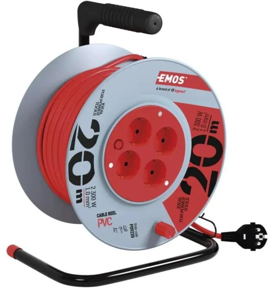 Emos Ilginimo ritė P09220, 20 m, 4 lizdai, 230 V, 10 A, 1 mm2, PVC, IP20, šiluminis saugiklis