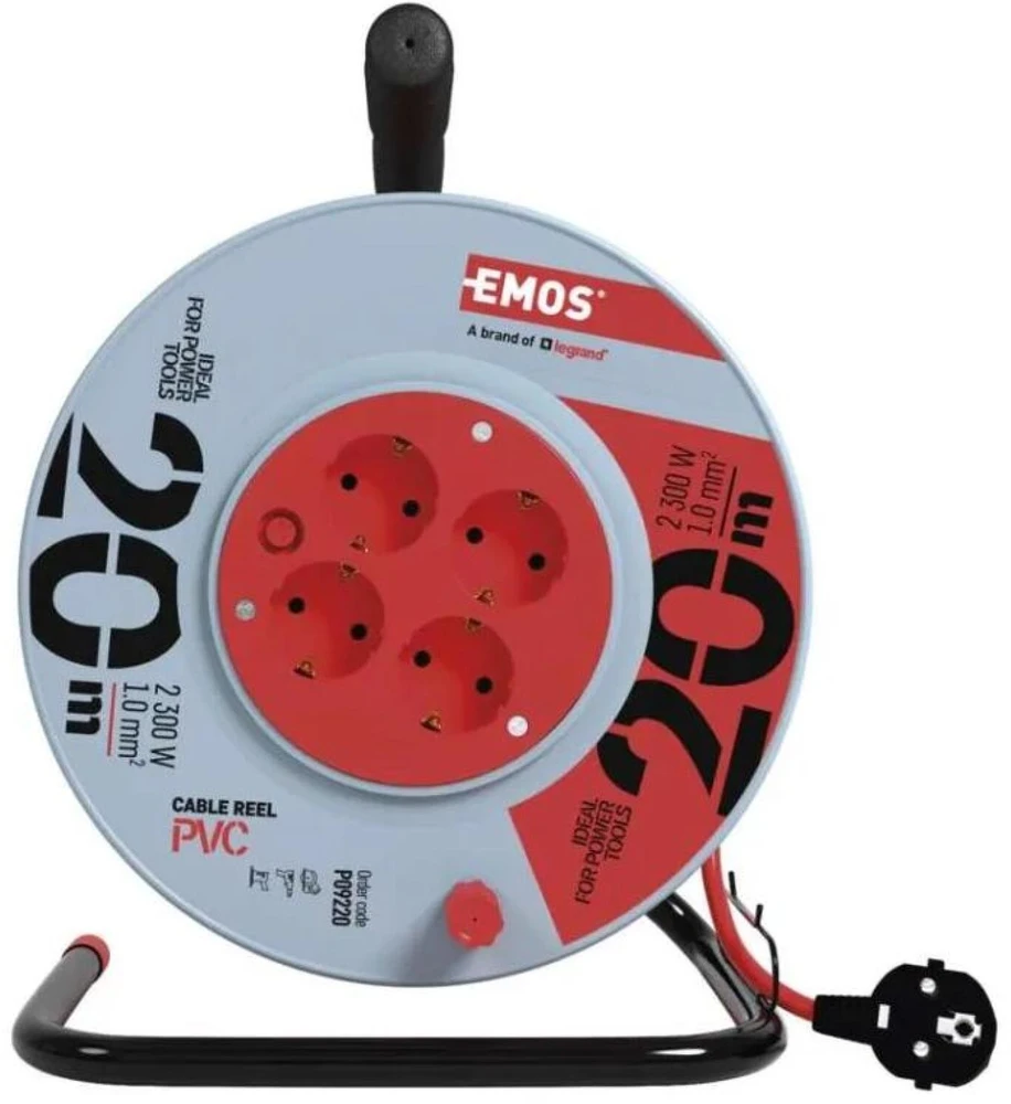 Emos Ilginimo ritė P09220, 20 m, 4 lizdai, 230 V, 10 A, 1 mm2, PVC, IP20, šiluminis saugiklis