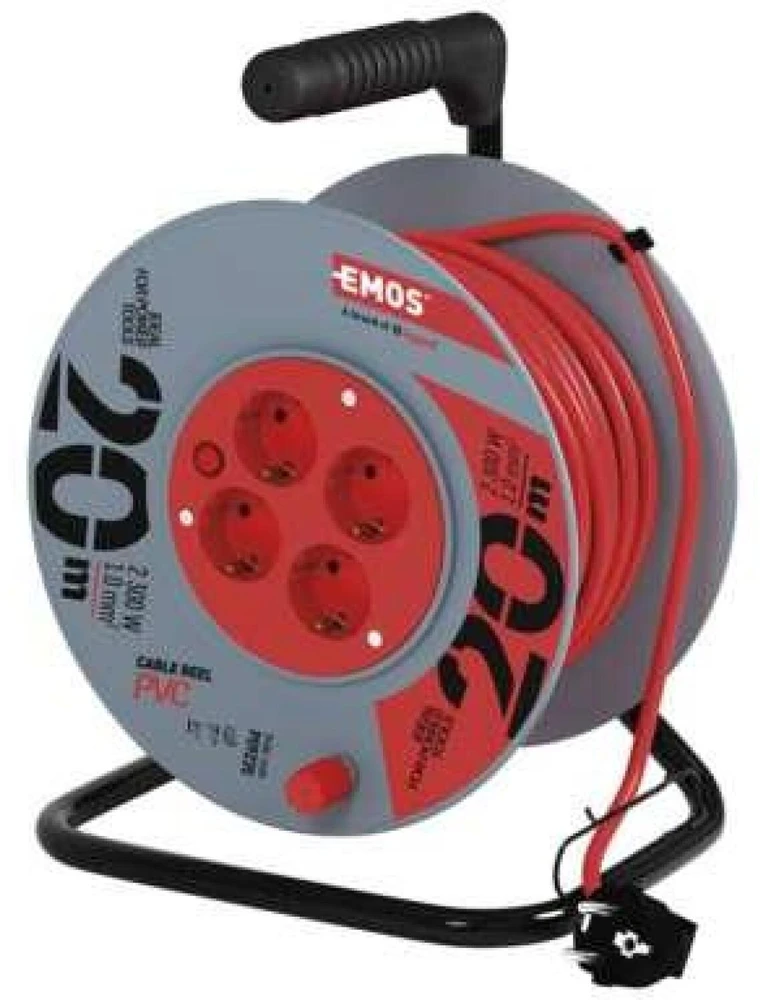 Emos Ilginimo ritė P09220, 20 m, 4 lizdai, 230 V, 10 A, 1 mm2, PVC, IP20, šiluminis saugiklis
