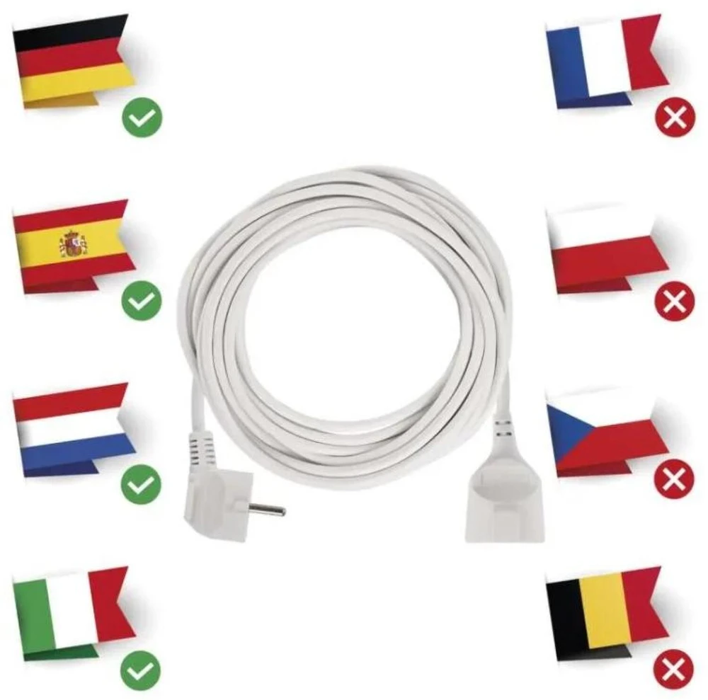 Ilgiklis 1 lizdo 10m su įžeminimu 3x1.5 mm² baltas EMOS