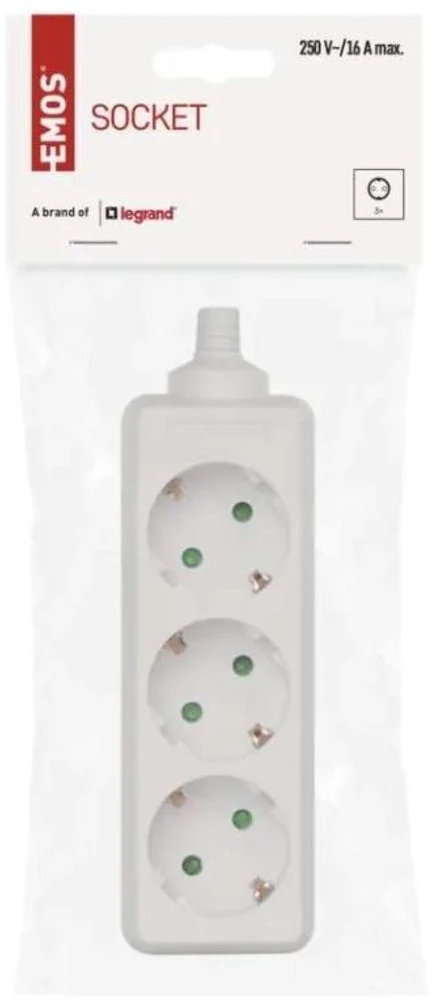 Emos Ilgintuvas P0320, 3×2P+PE, IP20, 3680W, baltas, vaikų apsauga