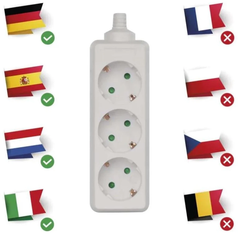 Emos Ilgintuvas P0320, 3×2P+PE, IP20, 3680W, baltas, vaikų apsauga