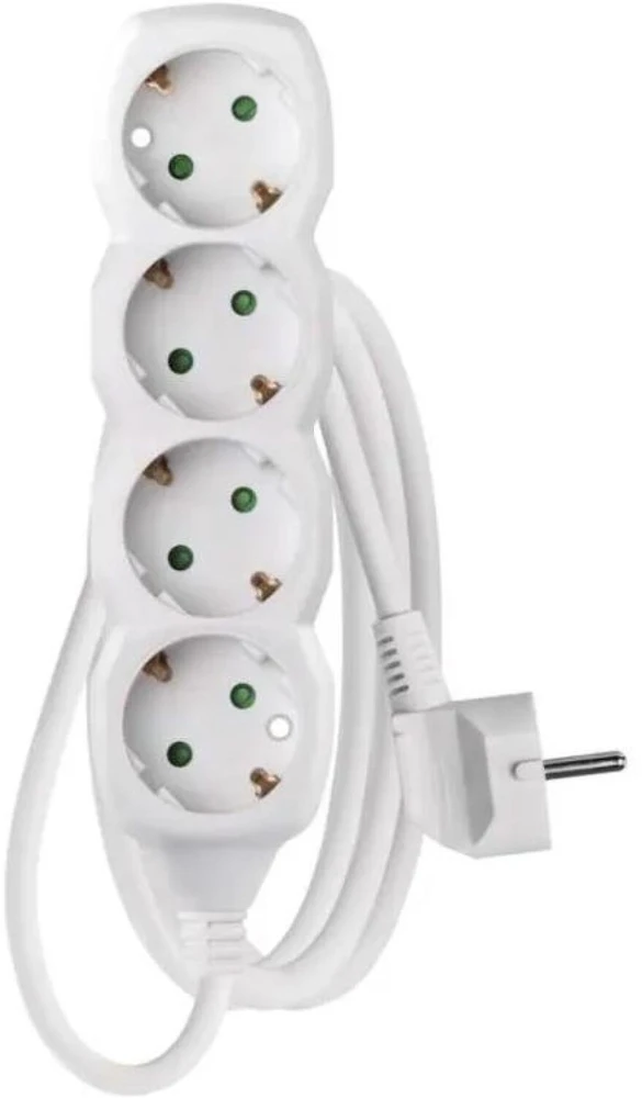 Emos Ilgintuvas P0421R, 1,5m, 4x2P+PE, balta, PVC, 3680W, vaikų apsauga