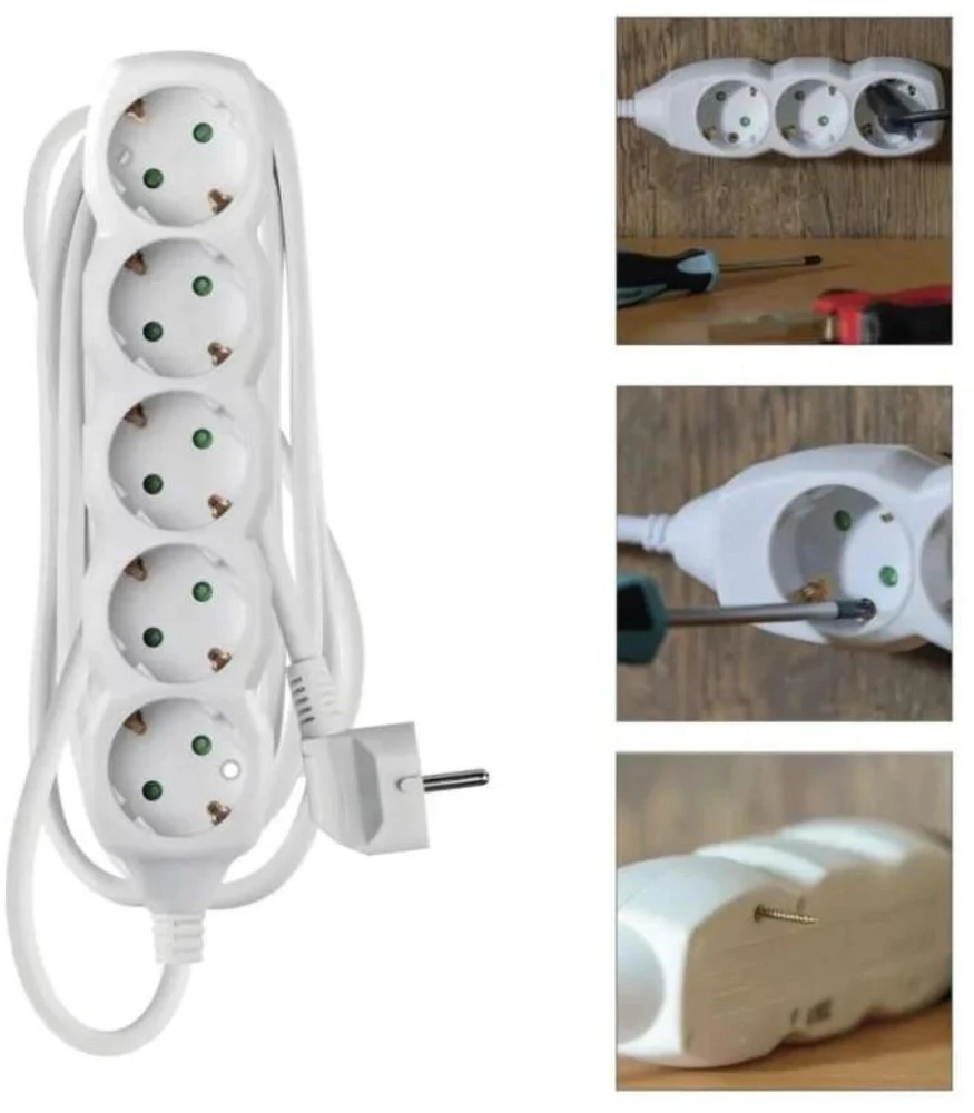 Emos Ilgintuvas P0523R, 3m, 5×2P+PE VOKIŠKAS, PVC, 3680W, vaikų apsauga